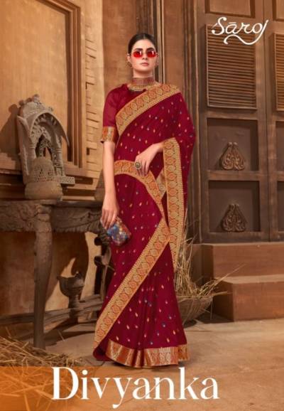 Divyanka By Saroj Ethnic Wear Vichitra Silk Saree Collection